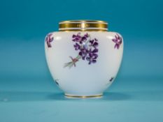 Mintons Late 19th Century Lidded Vase ' Violets ' Design on White Ground,