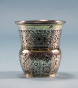 Russian Silver Niello Beaker Of Unusual Shaped Form,
