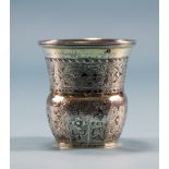 Russian Silver Niello Beaker Of Unusual Shaped Form,