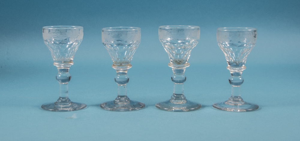 Set of 4 Georgian Sherry Liquor Glasses c 1800-1810.