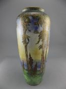 Royal Worcester Impressive Crown Ware Lustre Vase ' Castle on an Island ' Scenic Trees. Date 1925,