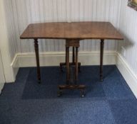 Victorian Mahogany Sutherland Table Raised On Turned Supports And Turned Cross Stretcher With Brass