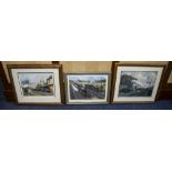 Railway Interest. Three Framed Coloured Prints, all mounted, framed and behind glass.Titled.