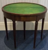 Victorian Rosewood Demi  Lune Card Table The Foldover Top With Later Inlay Work Raised On Turned