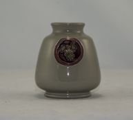 Moorcroft Modern Flamminian Ware Small Vase with Foliate Roundels on Grey Ground. Height 3.