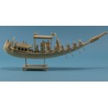 Chinese Canton Export Carved Ivory Dragon-Form Junk With Figures Early 20th Century;
