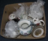 Mixed Box Of Pottery, Comprising Part Tea Pot, Cabinet Plates,