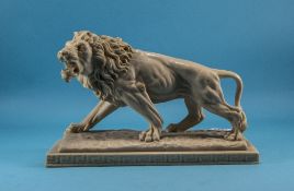 Modern Resin Figure Of A Roaring Lion,