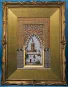 Enrique Linares, Granada, A Composite Plaque (12 x 8 Inches) Of  Alhambra Architecture, Early 20thC.