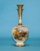 Royal Worcester Hand Painted Globular Shaped Specimen Vase ' Highland Cattle ' Signed Harry Stinton.