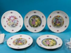 Royal Doulton Five Assorted Valentines Day Cabinet Plates.