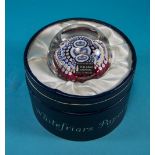 Whitefriars Crystal Paperweight. Silver Jubilee of the Queen and Duke of Edinburgh 1952-1977.