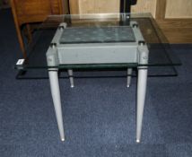 Brushed Steel Glass Topped Coffee Table