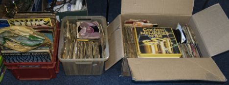Three Boxes of Records including LP;s, Singles,