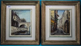 A Lambert  Oil on Canvas, Pair Of Parisian Street Scenes.