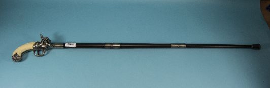 Modern Novelty Walking Stick In The Form Of A Flintlock Rifle
