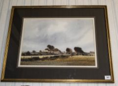 Edward Emerson Signed Original Watercolour titled 'Lane End Farm' depicting landscape with