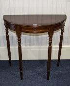 Small Modern Mahogany Finish Console With Single Freize Drawer Raised On Fluted Legs