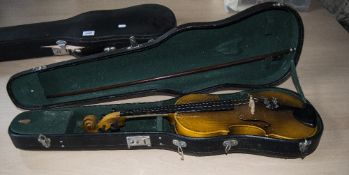 20thC Factory Made Violin in case with bow