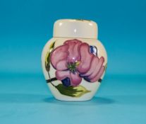 Moorcroft Lidded Preserve Pot ' Pink Magnolia ' Design on Cream Ground. c.1990's. 4.25 Inches High.