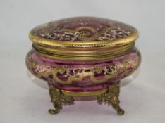 Bohemian - Fine 19th Century Hinged Ruby and Gold Coloured Glass Lidded Bowl,