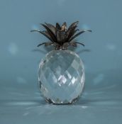 Swarovski Cut Crystal Pineapple with Rhodium Hammered Leaves. Designer Max Schreck.