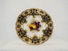 Royal Worcester Hand Painted Cabinet Plate ' Fallen Fruits ' Apples and Berries Still Life.