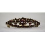 Antique - Nice Quality 9ct Gold and Garnet Set Brooch. 1.5 Inches Diameter.