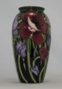 Moorcroft Large Tubelined ' Anemone ' Tribute Vase. Designer Emma Bossons, Shape 393-10.