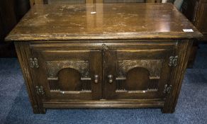 Small Carved Oak Side Table,