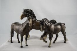 Beswick Horse Figures ( 3 ) In Total. 1/ Cantering Shire ' Model Num 975, Issued 1980's, Height 8.