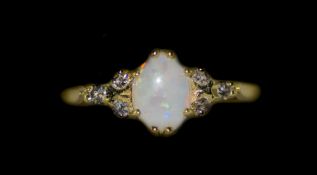 Large Antique 18ct Gold, Opal and Diamond Set Dress Ring. Fully Hallmarked.