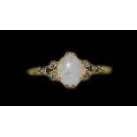 Large Antique 18ct Gold, Opal and Diamond Set Dress Ring. Fully Hallmarked.