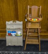 Small Childs/Dolls Wooden Framed Highchair,