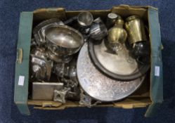 Mixed Lot of Silver Plated Ware comprising trays, four piece tea service, rose bowl, candelabrum,