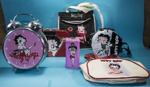 Betty Boop Collection of Items, Includes Bag Cases and Large Clock ( 6 ) Items In Total.