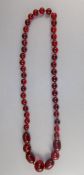 Cherry Amber Graduated Bead Necklace, Length 32 Inches,