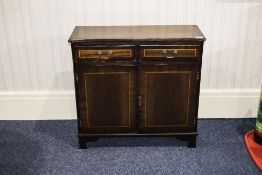 Small Oak Effect Side Unit, 2 Short Drawers Over A Storage Base, Height 29 Inches,