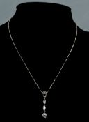 9 Carat White Gold Pendant and Chain set with cz faceted stones. Fully hallmarked.