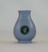 Moorcroft Modern Flamminian Ware Small Vase with Foliate Roundels on Blue Ground. Height 3.