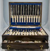 Firth & Brearley Top Quality Two Drawer, Oak Cased ( 76 ) Piece Canteen of Cutlery. c.1920's.