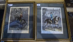 Pair Of French Framed Coloured Engraving