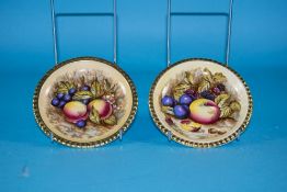 Aynsley Pair of Painted Fruit Dishes wit