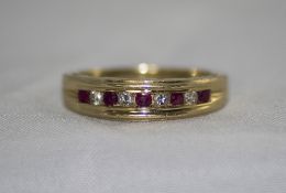 14ct Gold Ruby and Diamond Channel Set R