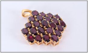 Burgundy Red Garnet Large Cluster Pendan