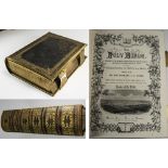 A Fine and Large Mid 19th Century Leather Bound Holy Bible,