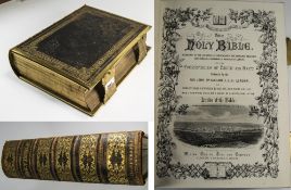 A Fine and Large Mid 19th Century Leather Bound Holy Bible,