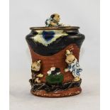 Japanese 19th Century Sumida Gawa Enamel and Pottery Lidded Jar. c.1875-1900.