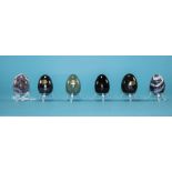 An Interesting Set of Six Egg Shaped Hand Ground and Polished Mineral Large Stone, Comprises