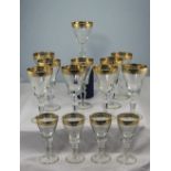 Set Of 12 Sherry Glasses, Engraved Bowls With Gilt Rim,